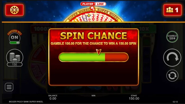 Bigger Piggy Bank Super Wheel možnost vrtljaja